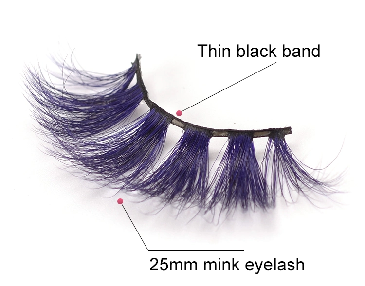 Rainbow Colorful Eyelashes Mink Fur Eyelashes 25mm Night Club Parties Colored Lashes