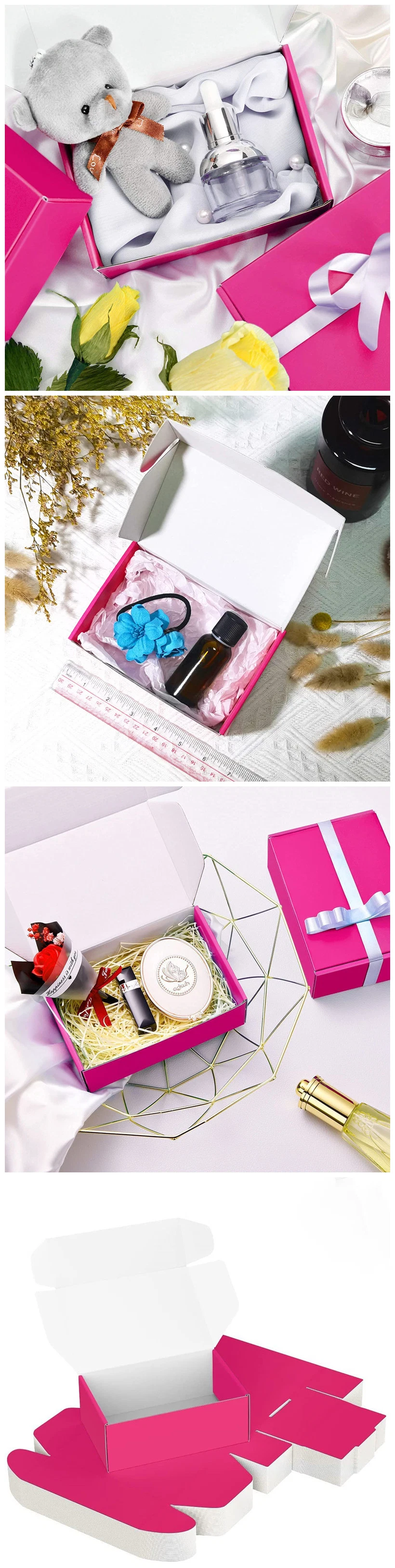 Custom Pink Cosmetics / Eyelash / Makeup / Perfume Paper Cardboard Corrugated Packaging Box