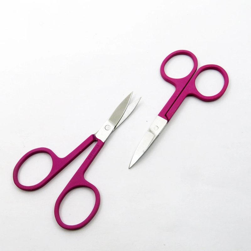 Stainless Steel with Electronic Coating Rubberizd Painting Beauty Scissors Accessories for Eyebrow Eyelash Facial Trimming