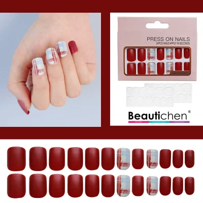 Beautichen, venta al por mayor, diseño personalizado, uñas artificiales, uñas postizas, uñas postizas artificiales, cubierta completa francesa, prensa sobre uñas